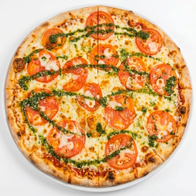 Fresh Tomato, Ricotta & Mozzarella Pizza.