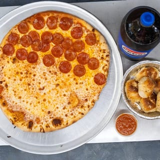 Pizza Special#3 -1 XL cheese pizza, 6 garlic knots & a 2-liter Pepsi.