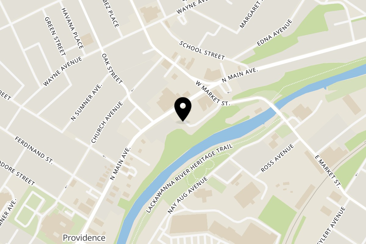 Map showing the location of La Rocca Pizza & Pasta Scranton on 1826 N Main Ave in Scranton